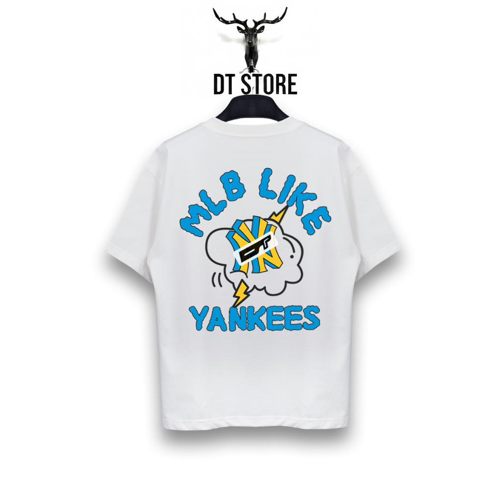 ÁO THUN MLB LIKE YANKEES CARTOON COTTON CAO CẤP FORM RỘNG UNISEX - DT STORE - MLB029