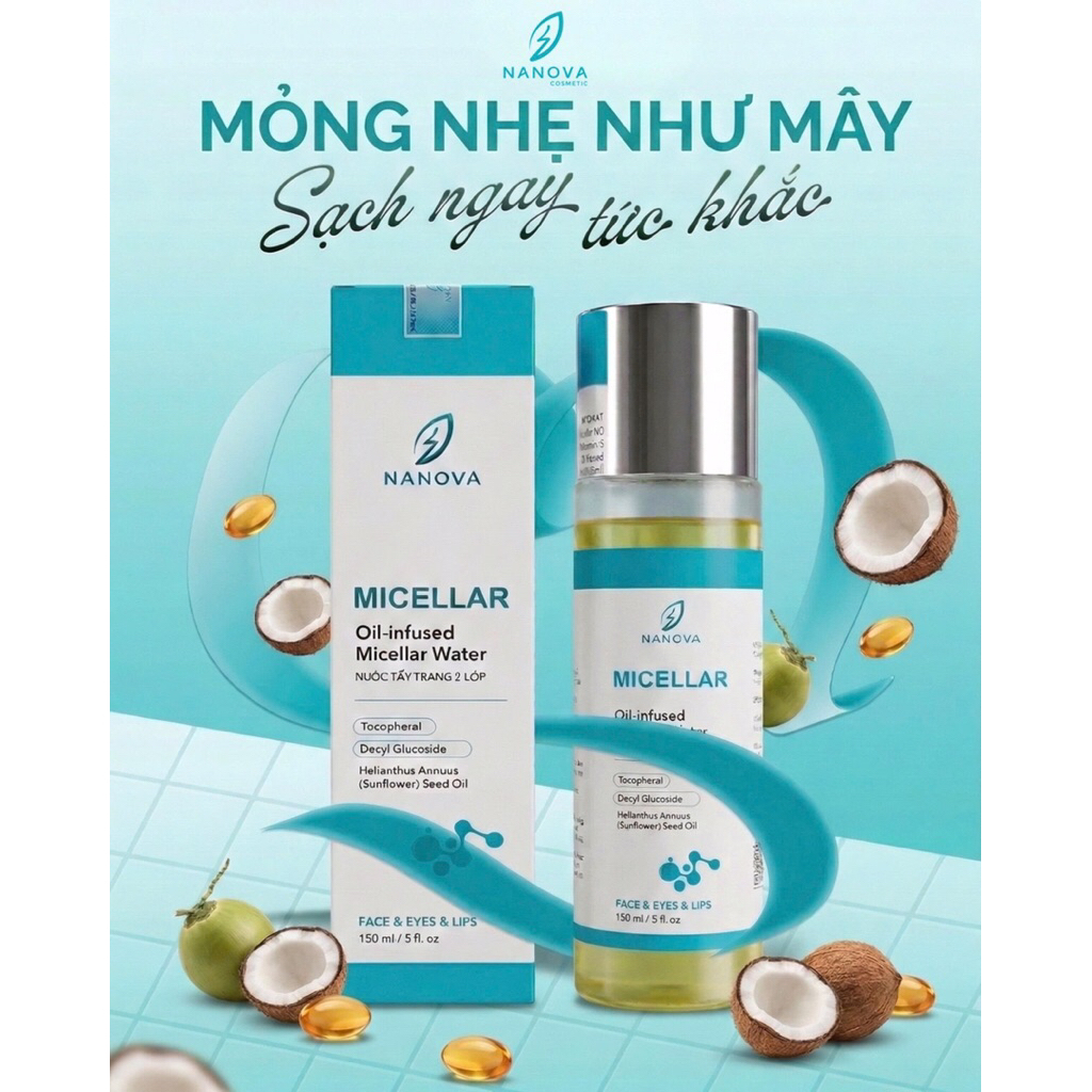 Tẩy trang Micella 150ml NANOVA chính hãng mẫu mới