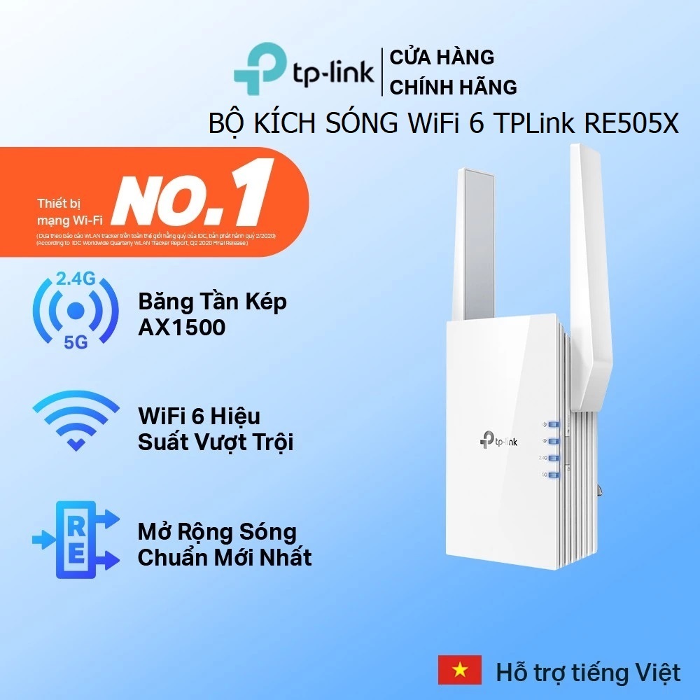 Bộ Kích Sóng WiFi 6 TPLink RE505X Chuẩn AX1500/Thế Hệ Tiếp Theo Tốc Độ Siêu Nhanh - Bảo Hành Chính H