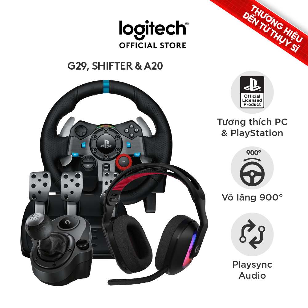 Combo Vô Lăng Logitech G29 Driving Force, Cần số Logitech SHIFTER và tai nghe Logitech Astro A20