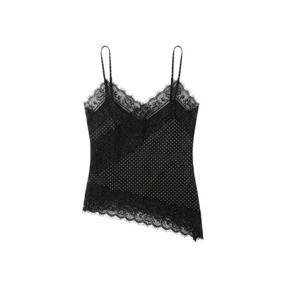 TUBYCATU Áo 2 Dây Chấm Bi Viền Ren Chic Lace Dot Cami Vạt Xéo Sang Trọng Quyến Rũ
