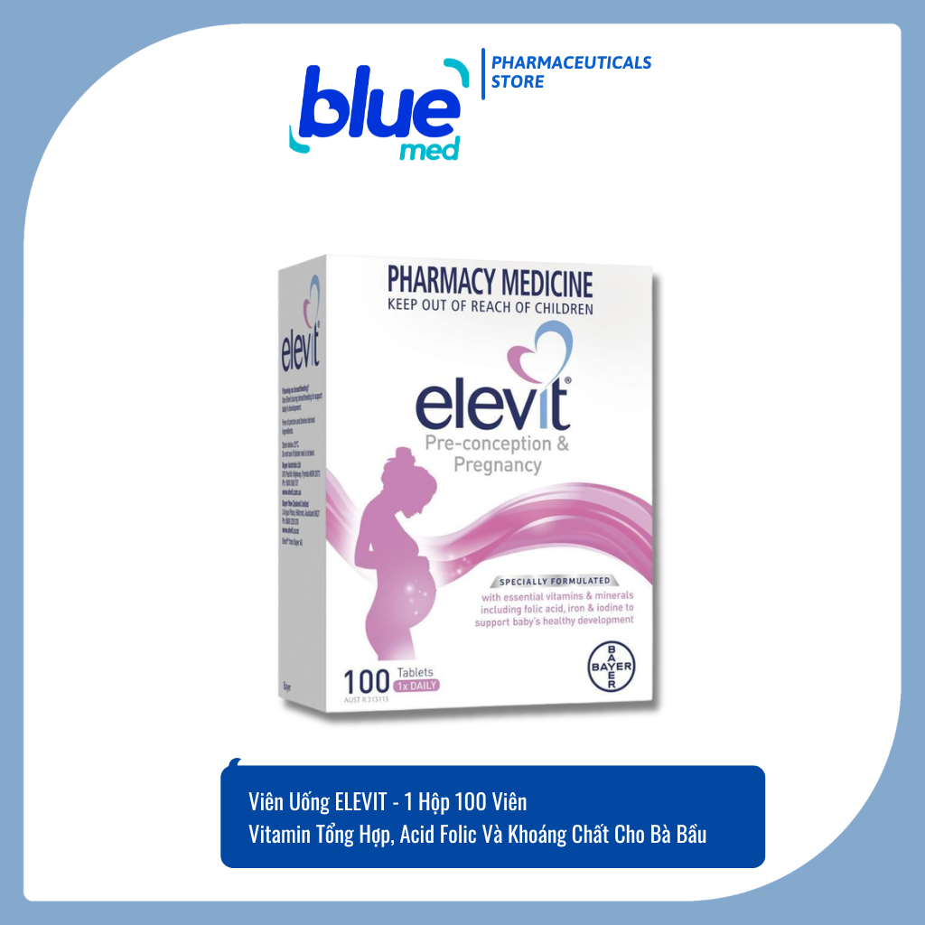 Viên Uống Elevit Cho Bà Bầu - Bổ Sung Vitamin Tổng Hợp, Acid Folic, Khoáng Chất Cho Mẹ Bầu (100V)