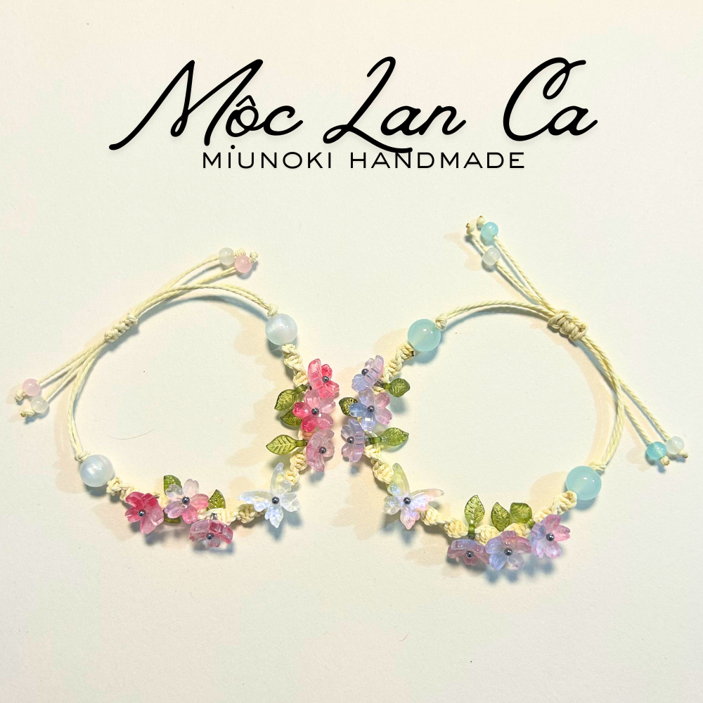 [MIUNOKI] Mộc Lan Ca - Vòng Tay Handmade Thiết Kế, Charm Bướm & Hoa Thủy Tinh (Quà Tặng Bạn Gái)