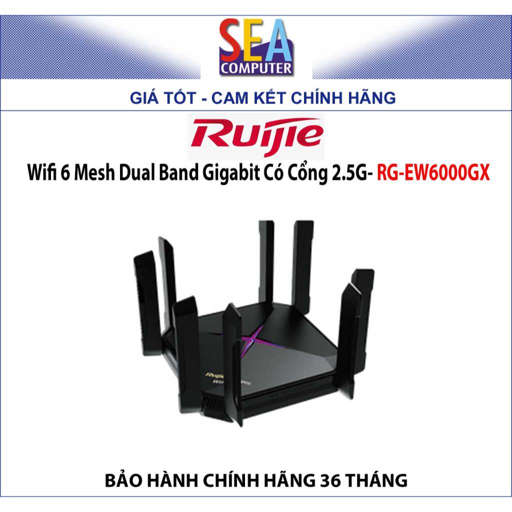 Wifi 6 Ruijie Mesh Dual Band Gigabit Có Cổng 2.5G- RG-EW6000GX