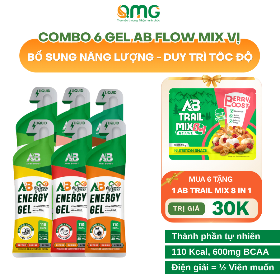 [GEL MỚI] COMBO 6 Gel AB Flow Gel Dạng Lỏng Dễ Hấp Thụ, Duy Trì Nhịp Độ Cho Người Chơi Thể Thao AB N