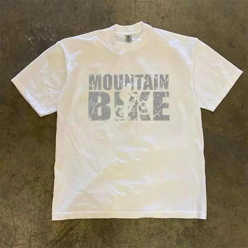 Áo Phông Cổ Tròn Nam Nữ Phối Nhiều Hình Chữ MOUTAIN BIKE  Trẻ Trung Chất Liệu Cotton Khô Siêu Thoáng