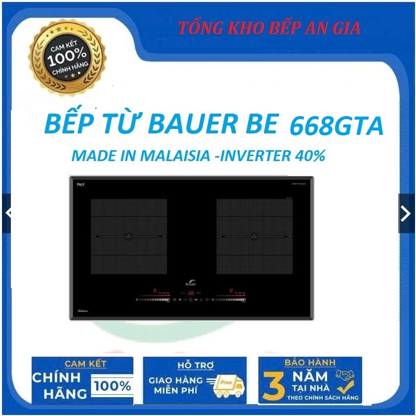 Bếp từ đôi BAUER 668GTA | Nhập khẩu nguyên chiếc Malaysia | Bảo hành chính hãng 3 năm