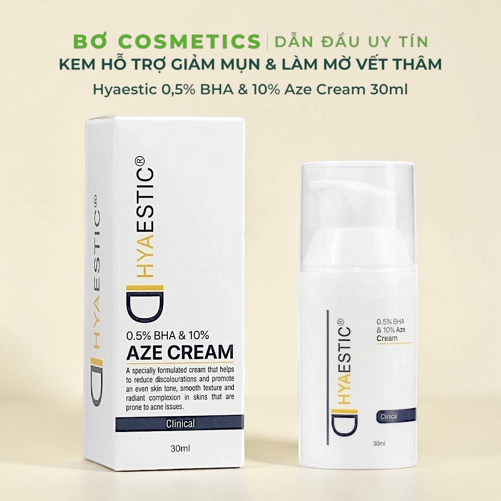 [Chính Hãng - Không Tem Công Ty] Kem Dưỡng HYAESTIC 0.5% BHA & 10% AZE Cream (30ml) | Bơ Cosmetics