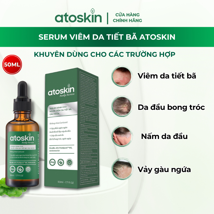 Serum Viêm Da Tiết Bã ATOSKIN 50ml – Giải Pháp Chăm Sóc Da Đầu Dịu Nhẹ, An Toàn