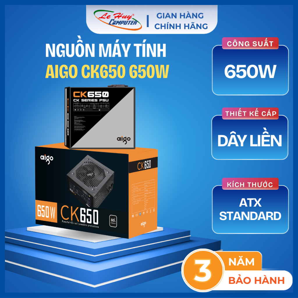 Nguồn Máy Tính AIGO CK650 650W/ DK750 750W Non Modular - Hàng Chính Hãng