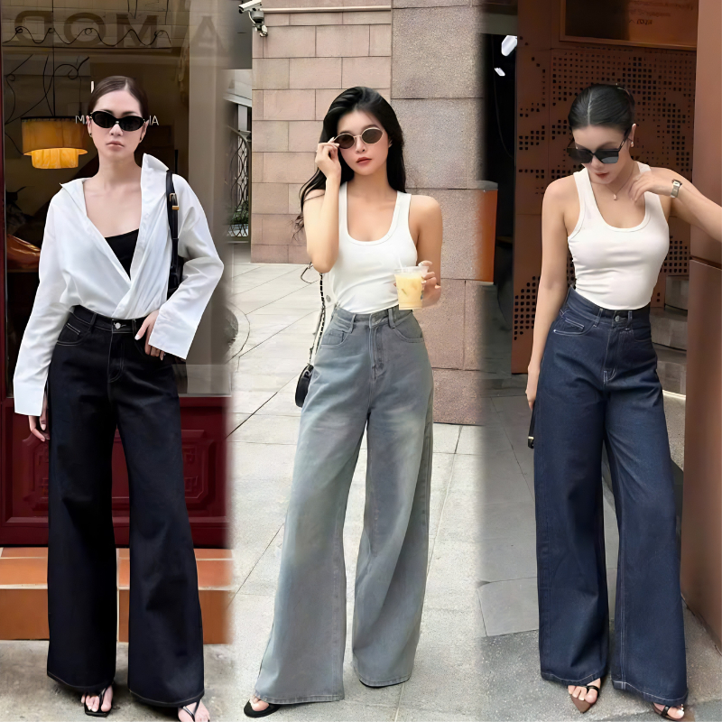 THE QUAO - Quần Jeans Nữ Lưng Cao Ống Rộng 27cm Basic Nhiều Màu S1506_686