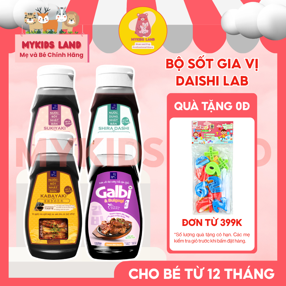 Combo Nước Sốt Nhật & Hàn DASHI LAB – Kabayaki, Sukiyaki, Galbi Bulgogi, Shira Dashi | Cho Bé Từ 12 