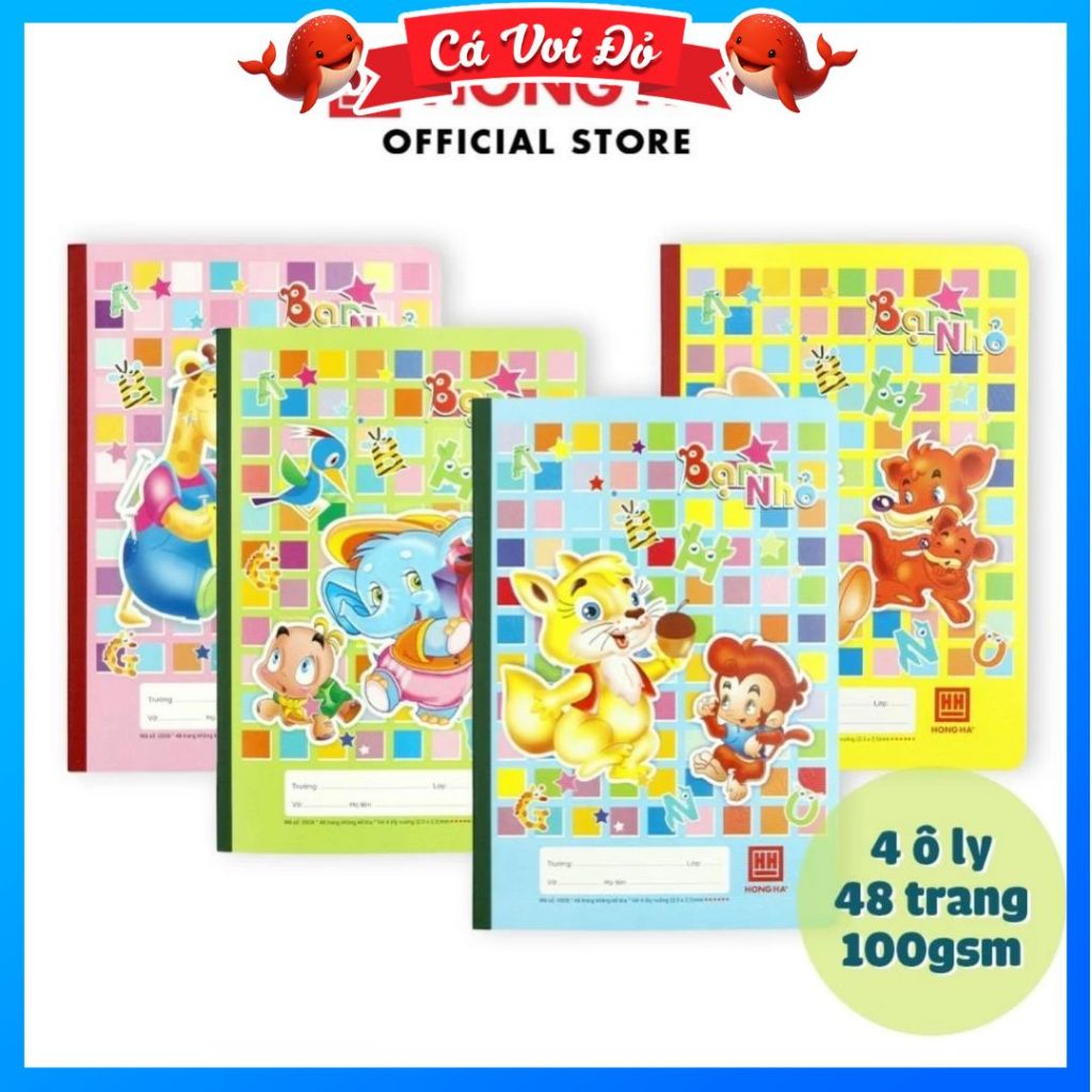 Combo 5 quyển vở Hồng Hà 4 ô ly bạn nhỏ Hồng HÀ 0509 48 trang