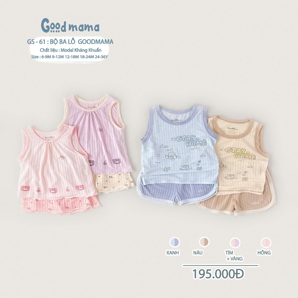 GS61 Bộ ba lỗ Goodmama cho bé từ 6 tháng đến 3 tuổi