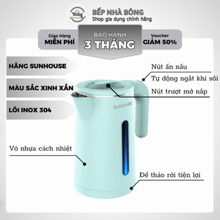 Ấm Siêu Tốc 2 Lớp 1.8L SUNHOUSE SHD1351 Công Suất 1500W,Bình Đun Nước