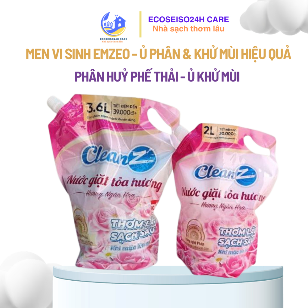 Nước Giặt Xả CleanZ Đánh Bay Vết Bẩn, Hương Thơm Mềm Mại, Bảo Vệ Màu Quần Áo