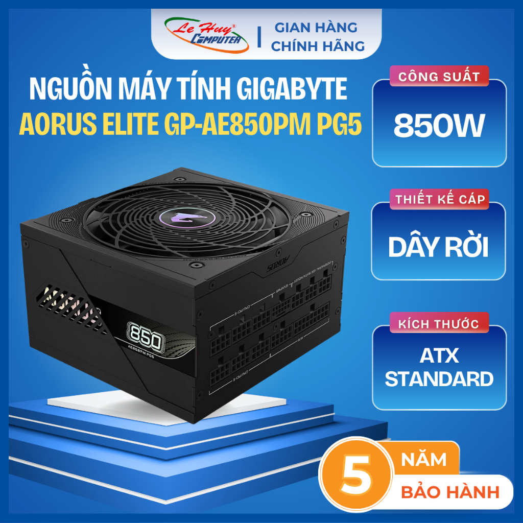 Nguồn Gigabyte Aorus Elite GP-AE850PM PG5 ICE /Aorus Elite GP-AE850PM PG5 - Hàng Chính Hãng
