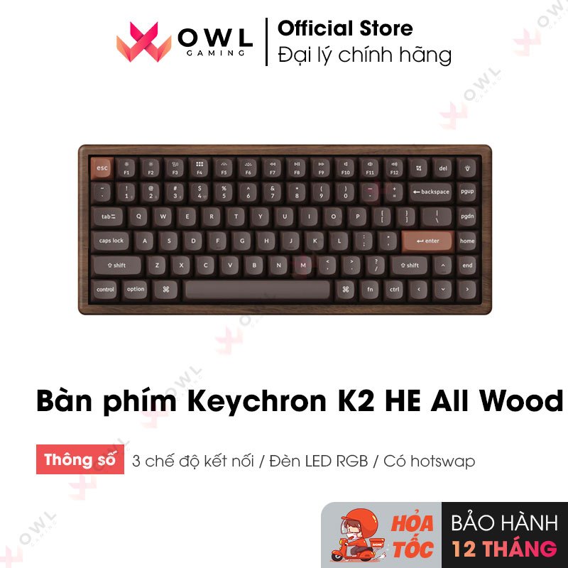 Bàn phím Keychron K2 HE All Wood (hàng chính hãng)