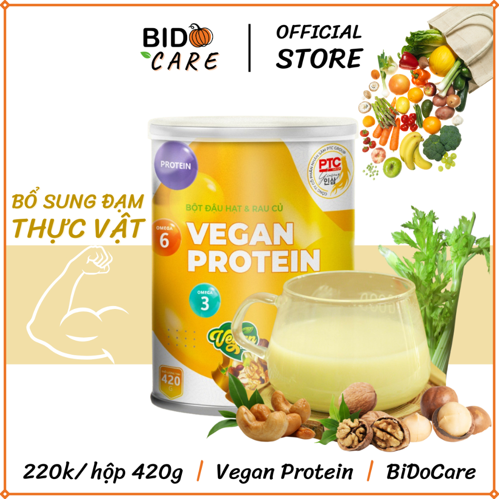 Vegan Protein Bột Ngũ Cốc Dinh Dưỡng 420g - BiDoCare- Bổ Sung Protein Thực Vật