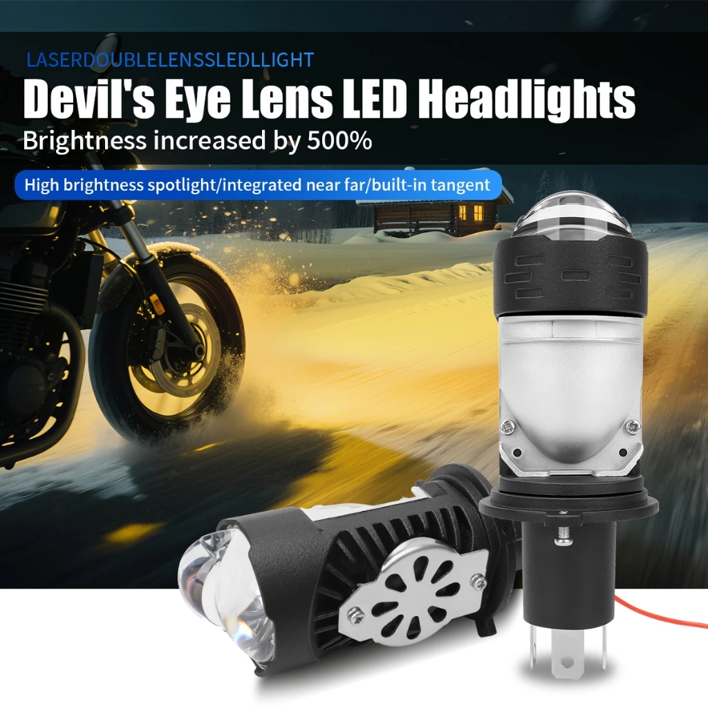 Đèn Led Bi Cầu V22 - Tăng Sáng Xe máy - Mắt quỷ đỏ/ 3 màu