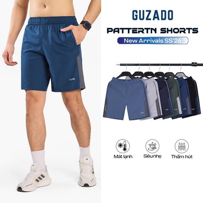 Quần Short Nam Thể Thao GUZADO Vải Gió,Phối Sọc,Thoáng Mát,Thoải Mái Vận Động GSR08-GASR25S008