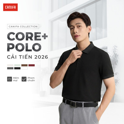 Áo polo nam CANIFA ngắn tay cổ bẻ basic form dáng suông PS26 DQ 8TP26A005