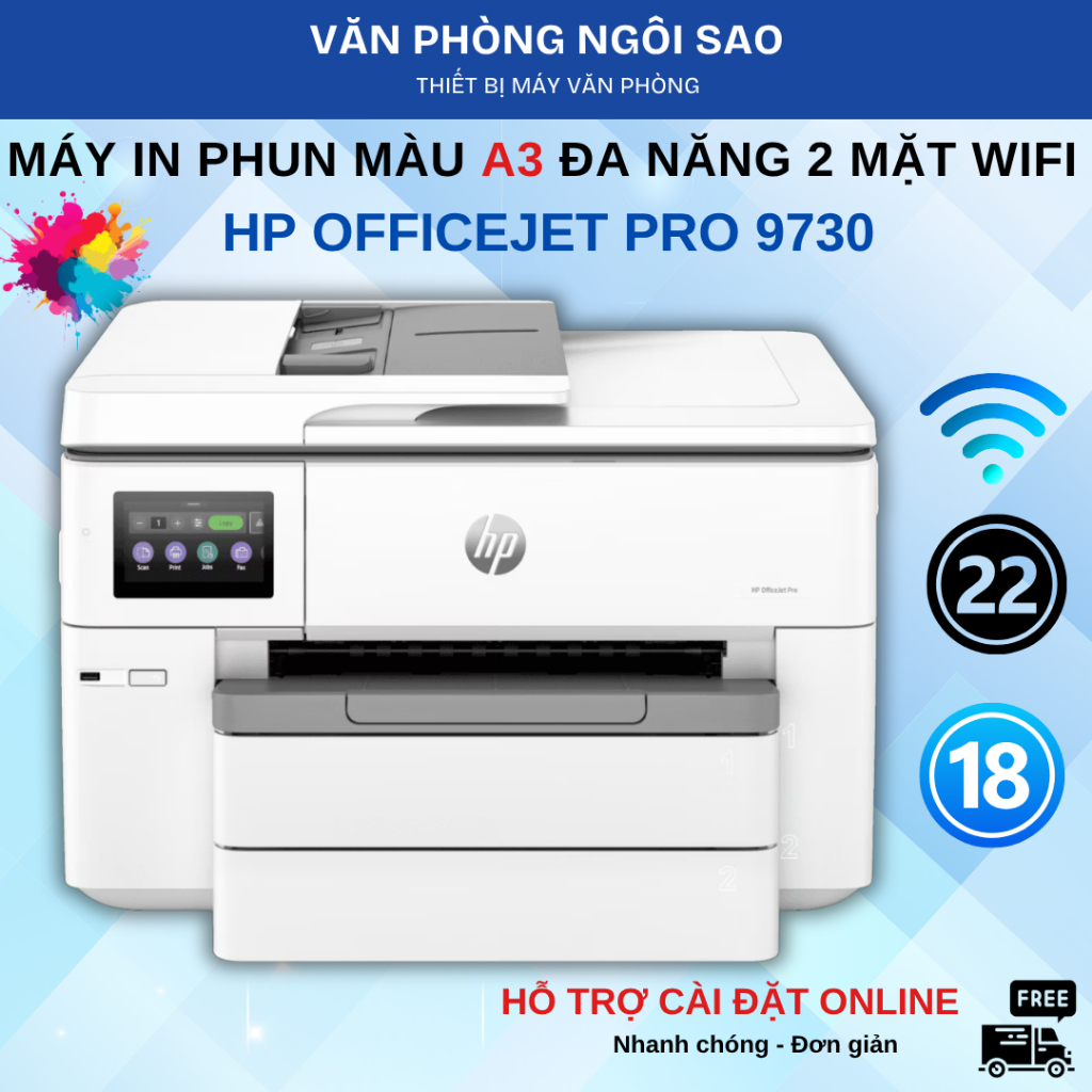 Máy In Phun Màu A3 Đa Năng HP OfficeJet Pro 9730 – In  A3 2 mặt tự động, In bản vẽ thiết kế, CAD