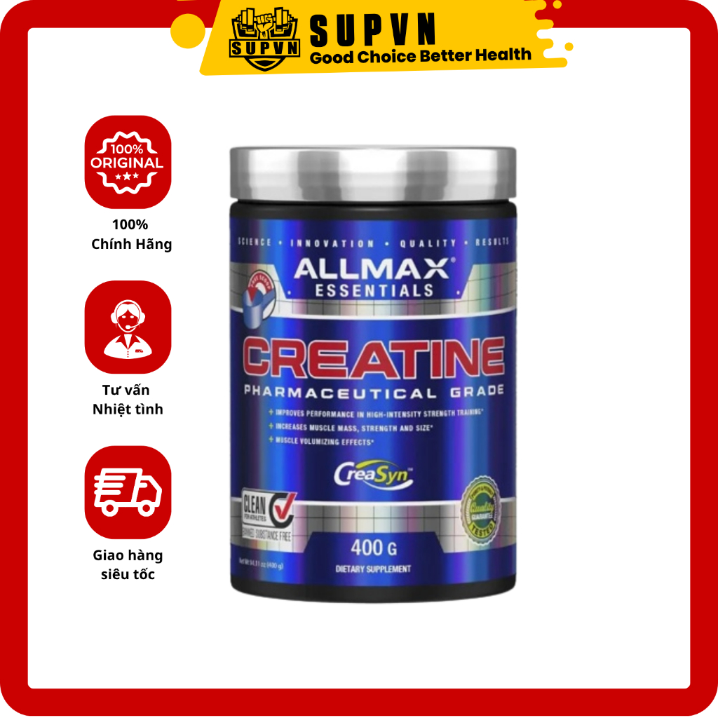 Allmax Creatine Monohydrate Pharmaceutical Grade 400gram Hỗ trợ tập luyện thể thao