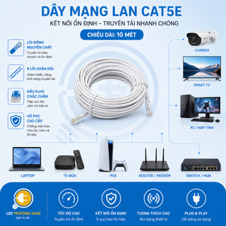 Dây Cáp Mạng 5e bấm sẵn 2 đầu, 2m đến 50m
