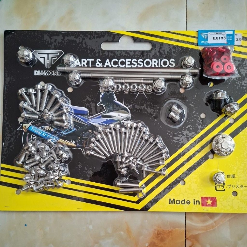 [Tặng lông đền đỏ] Bộ vĩ full ốc Exciter150/Ex150 và Ex155,Ex10,Ex135 mẫu Salaya
