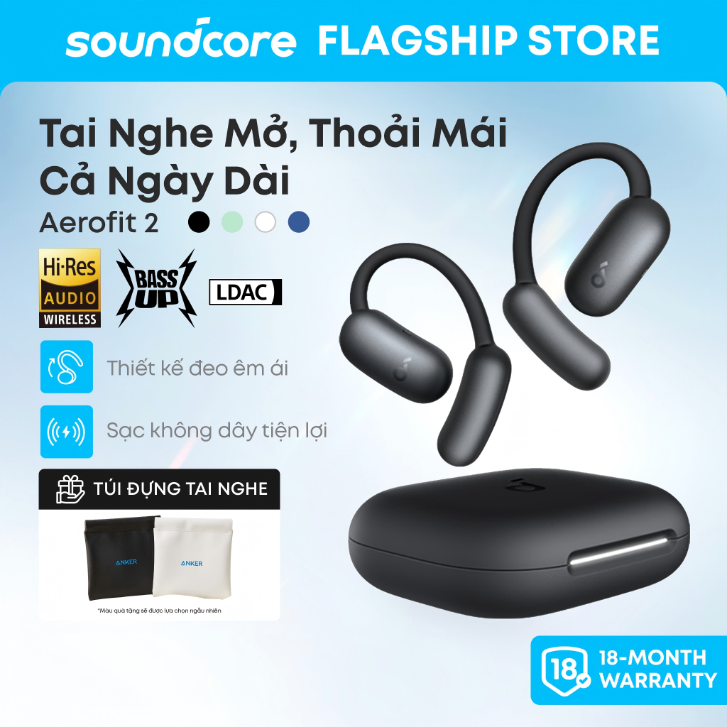Tai nghe bluetooth kẹp tai soundcore AeroFit 2, âm thanh Hi-Res, có thể điều chỉnh theo kích thước tai, đeo êm ái | BigBuy360 - bigbuy360.vn