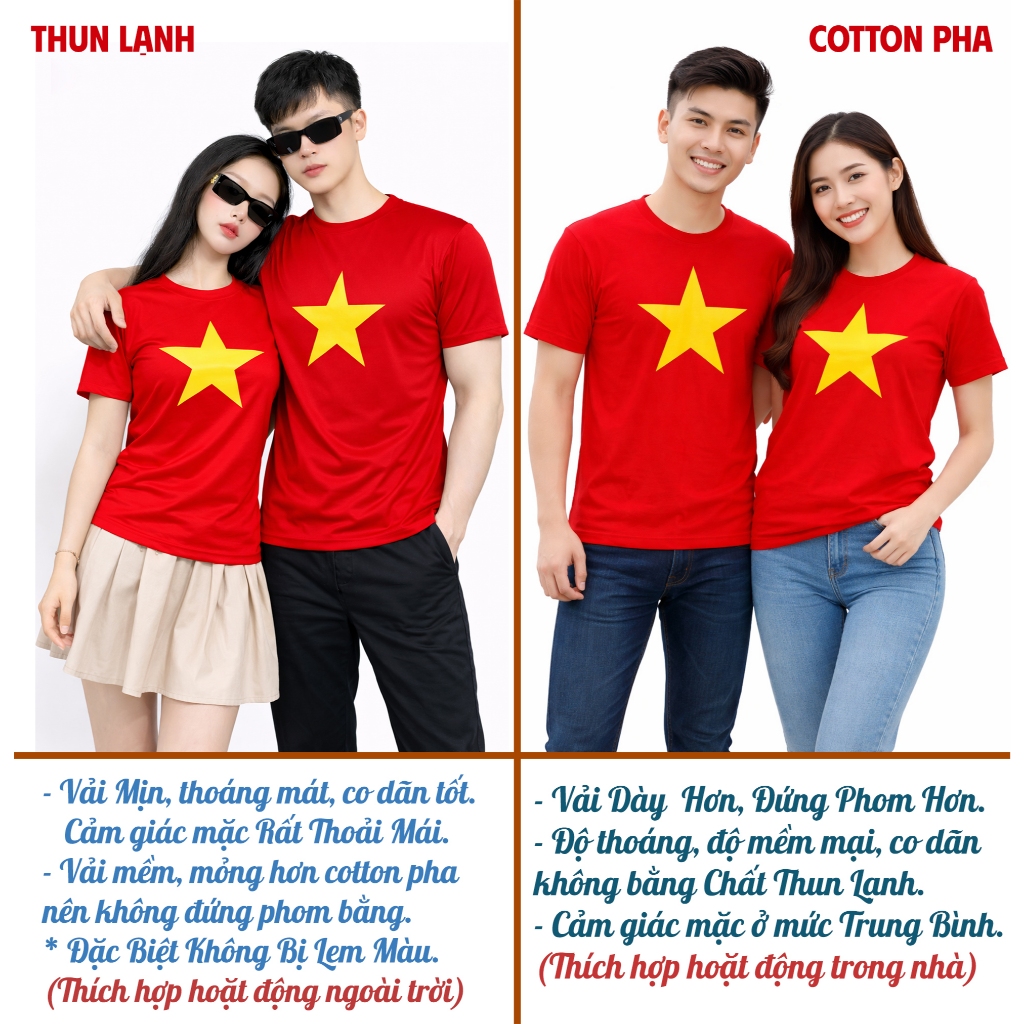Áo Thun Cờ Đỏ Sao Vàng Việt Nam ANDROMEDA In To Ngước Ngực Phom Xuông Chung Nam Nữ | BigBuy360 - bigbuy360.vn