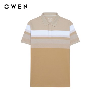 Owen - Áo polo Body Fit APV262019 màu Nâu chất liệu CVC Spandex
