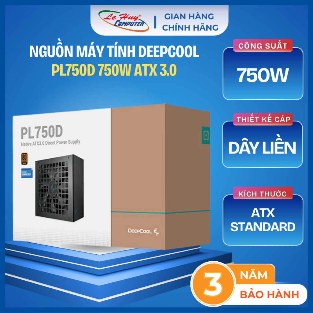 Nguồn Máy Tính Deepcool PL750D 750W ATX 3.0 Non-Modular - Hàng Chính Hãng