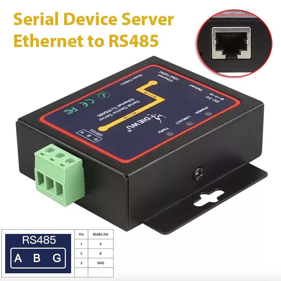 Bộ chuyển đổi Ethernet RJ45 to RS485 Converter Industrial Serial Device Server Ethernet Adapter TCP/