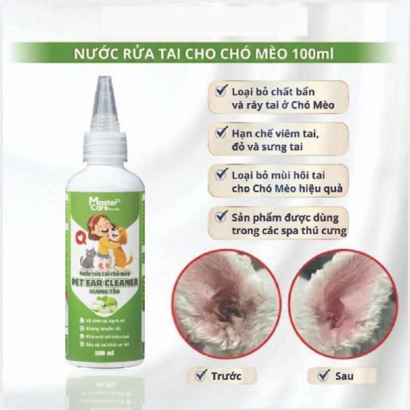 Nước Rửa Tai Cho Chó Mèo - Làm Sạch Tai Ngừa Vi Khuẩn Ve Rận Viêm Tai Khử Mùi Hôi MASTERCARE 100/250