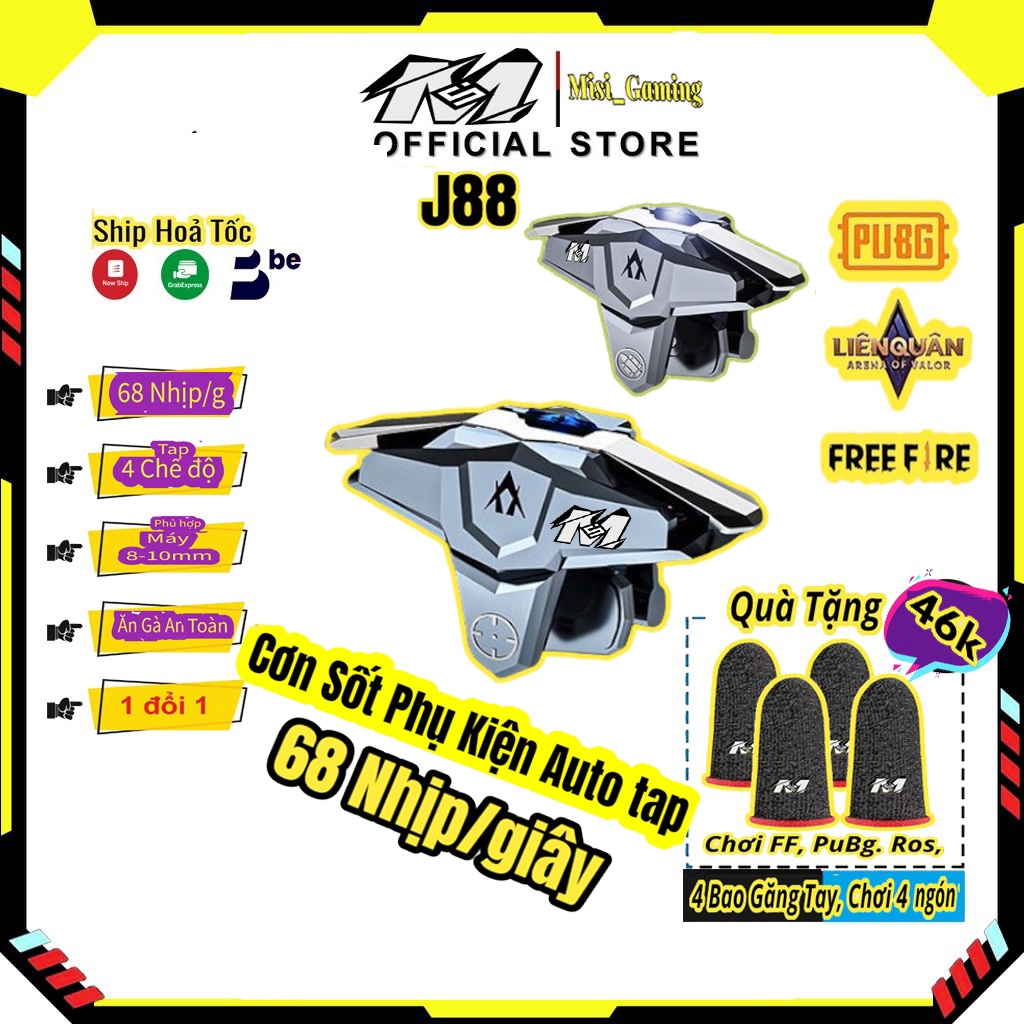 🆔Nút bắn pubg auto tap J88 chuyển 4 chế độ, click 68 nhịp/s, phụ kiện chơi game FF, Pubg  gaming bản