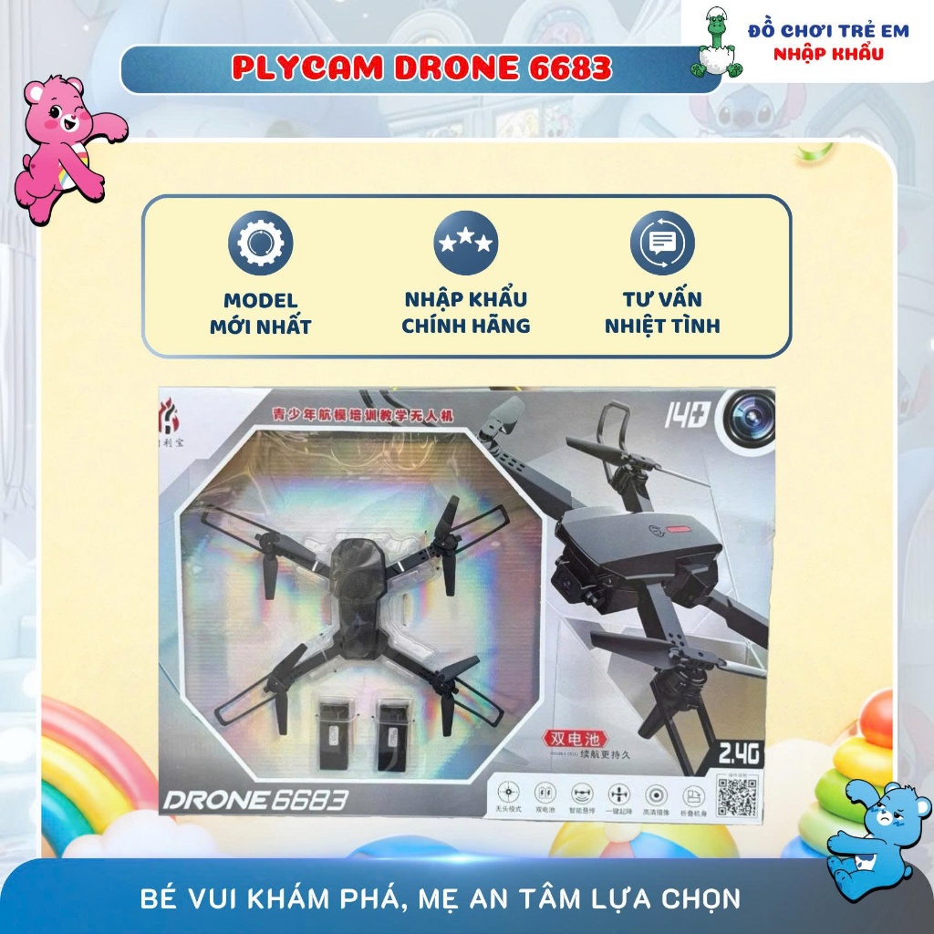 Drone Flycam Mini 6683 Camera Kép 4K Gấp Gọn Điều Khiển Từ Xa FPV Cho Người Mới