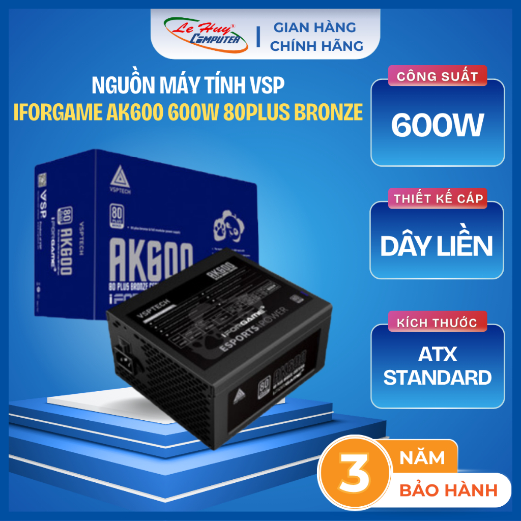 Nguồn Máy Tính VSP iForgame AK600 600W 80PLUS BRONZE - Hàng Chính Hãng