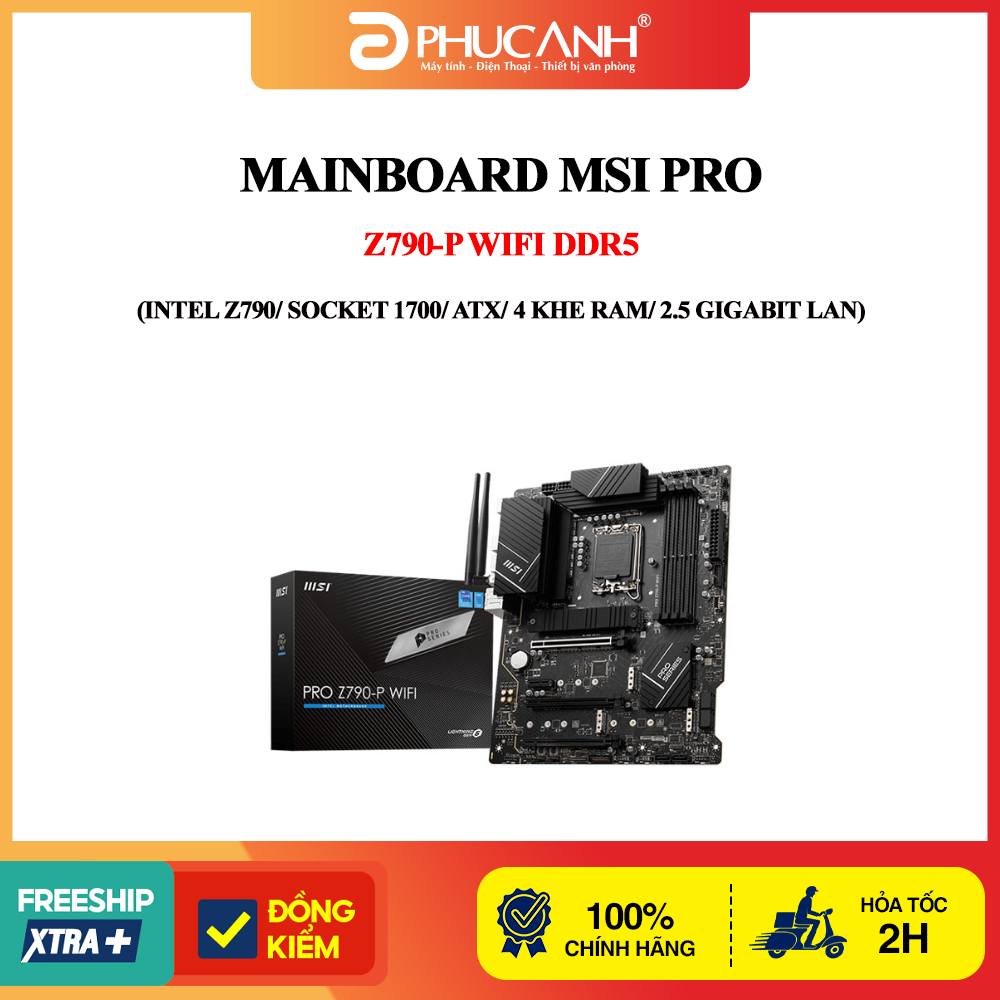 Mainboard MSI PRO Z790-P Wifi DDR5 (Intel Z790/ Socket 1700/ ATX/ 4 khe ram/ 2.5 Gigabit LAN)