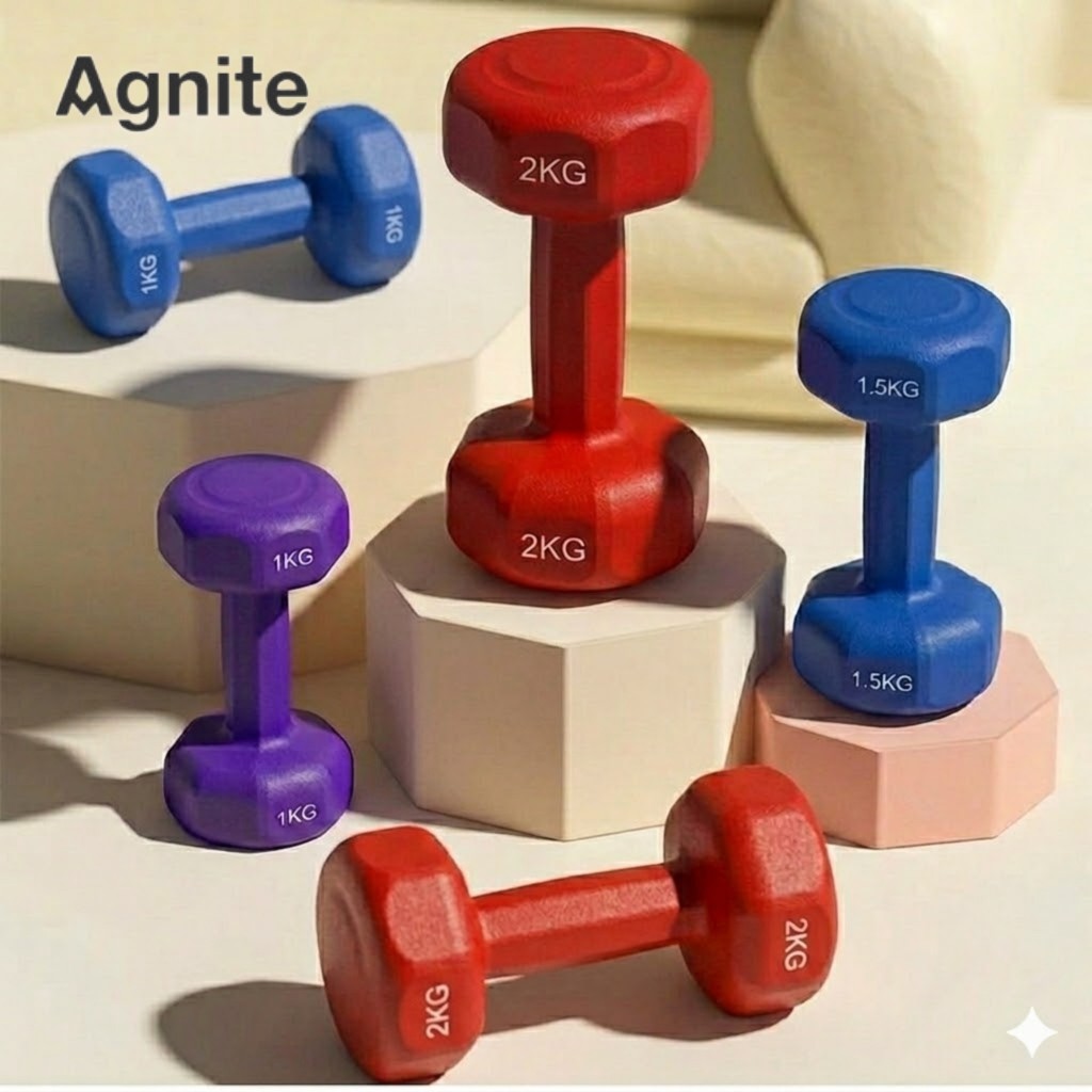 Tạ tay nam nữ nhiều mức chính hãng Agnite - PVC bọc gang siêu bền - dụng cụ hỗ trợ gym, pilates - ER