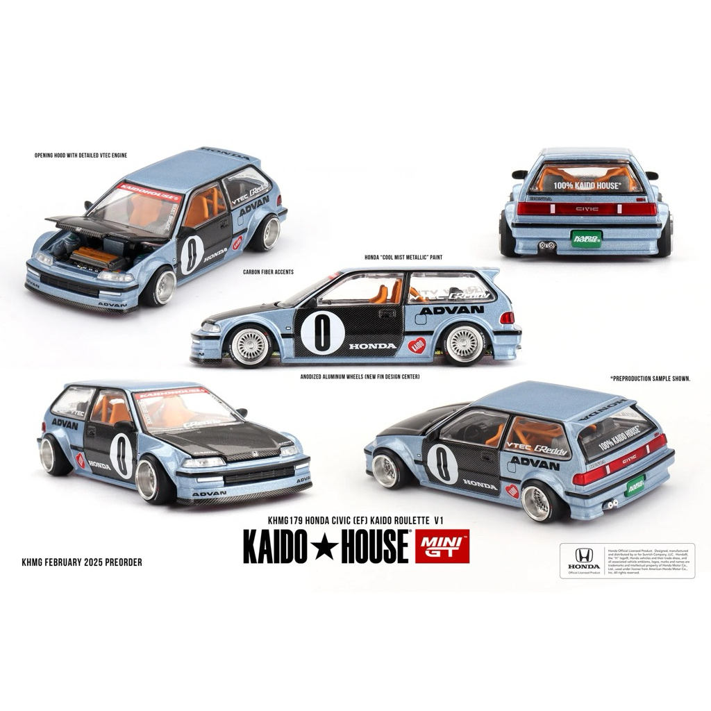 🔥 Kaido House Honda Civic EF “Kaido Roulette V1” – KHMG179 Mini GT 1/64 🔥