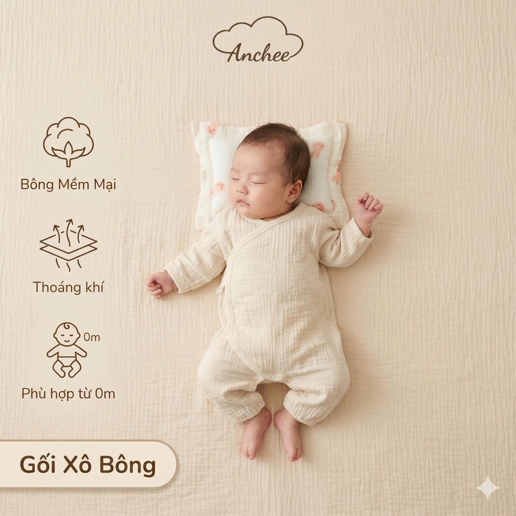 Gối xô sơ sinh dành riêng cho trẻ sơ sinh Anchee