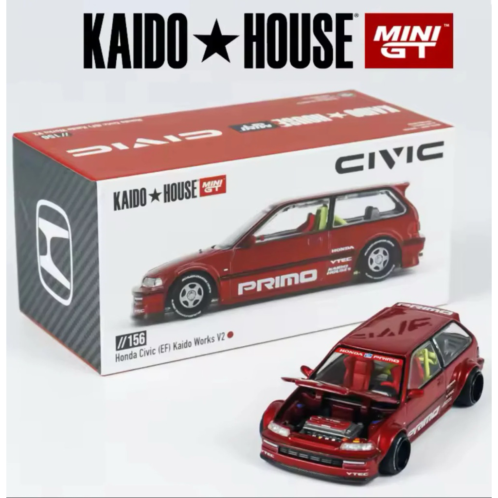 🔥 Kaido House Honda Civic EF “Kaido Works V2 – PRIMO” KHMG156 Mini GT 1/64 🔥