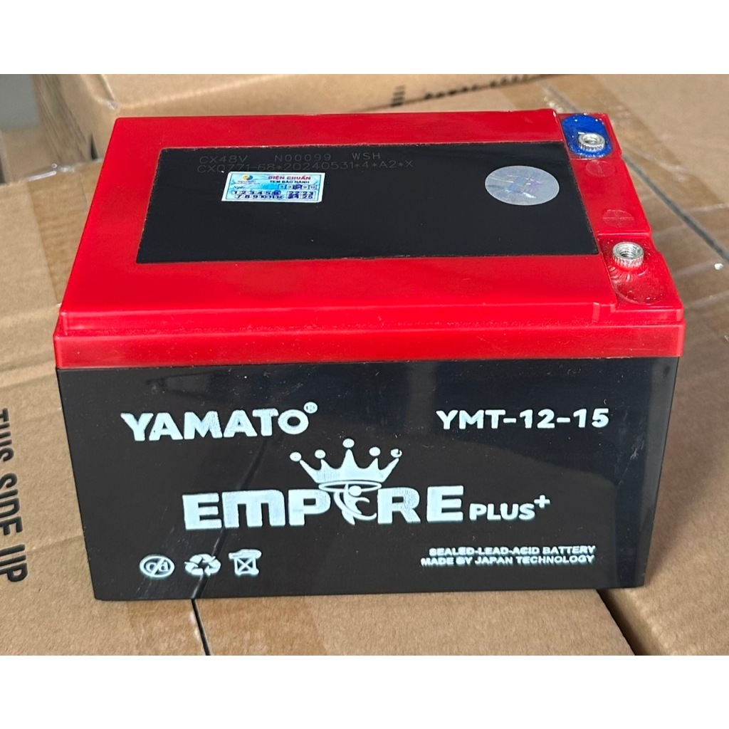 Ắc quy 12V 15Ah dùng cho xe đạp điện, loa kéo Yamato Vua/ Empire Plus 15A chính hãng uy tín