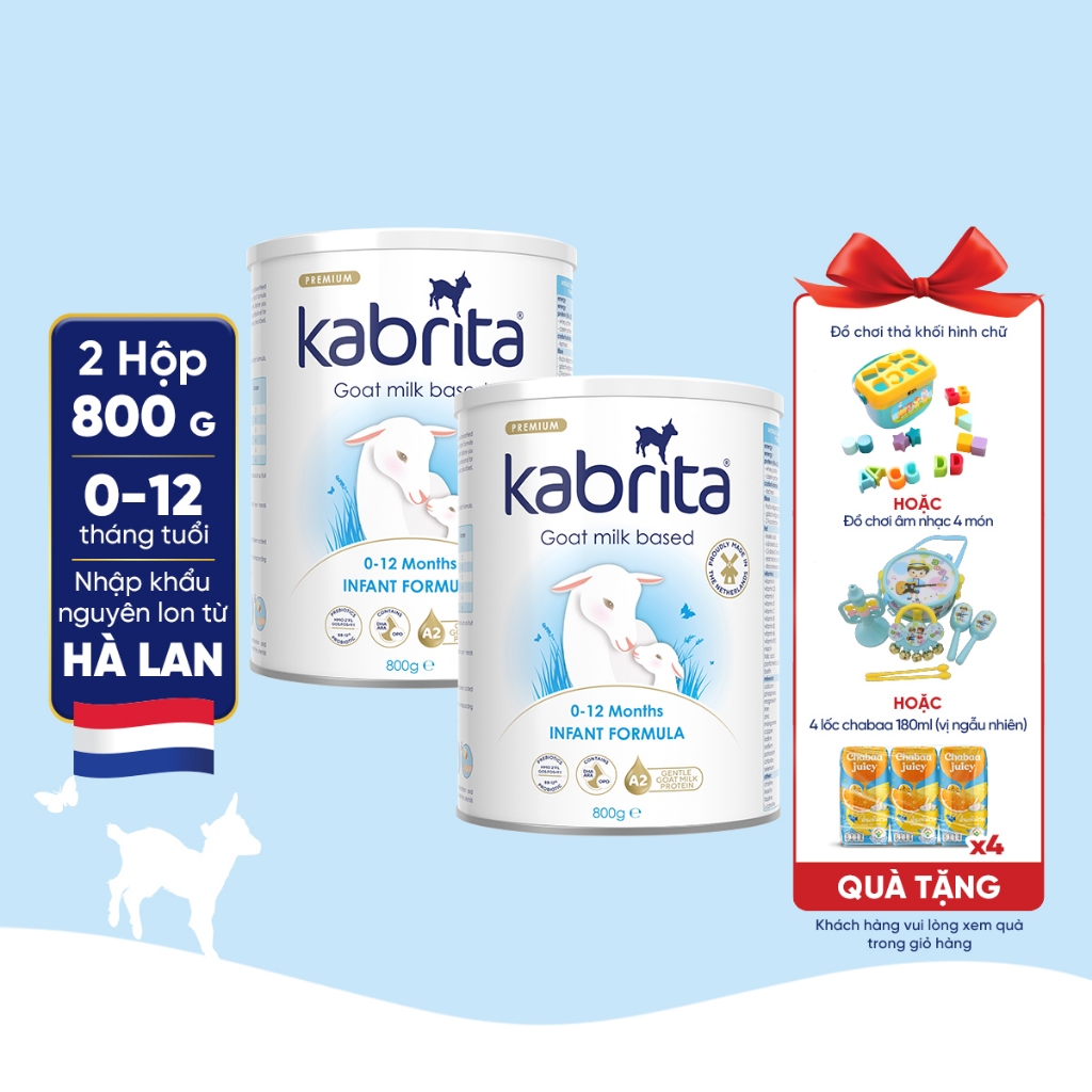 [CÔNG THỨC MỚI] Combo 2 Sữa dê Kabrita số 1 - Lon 800g