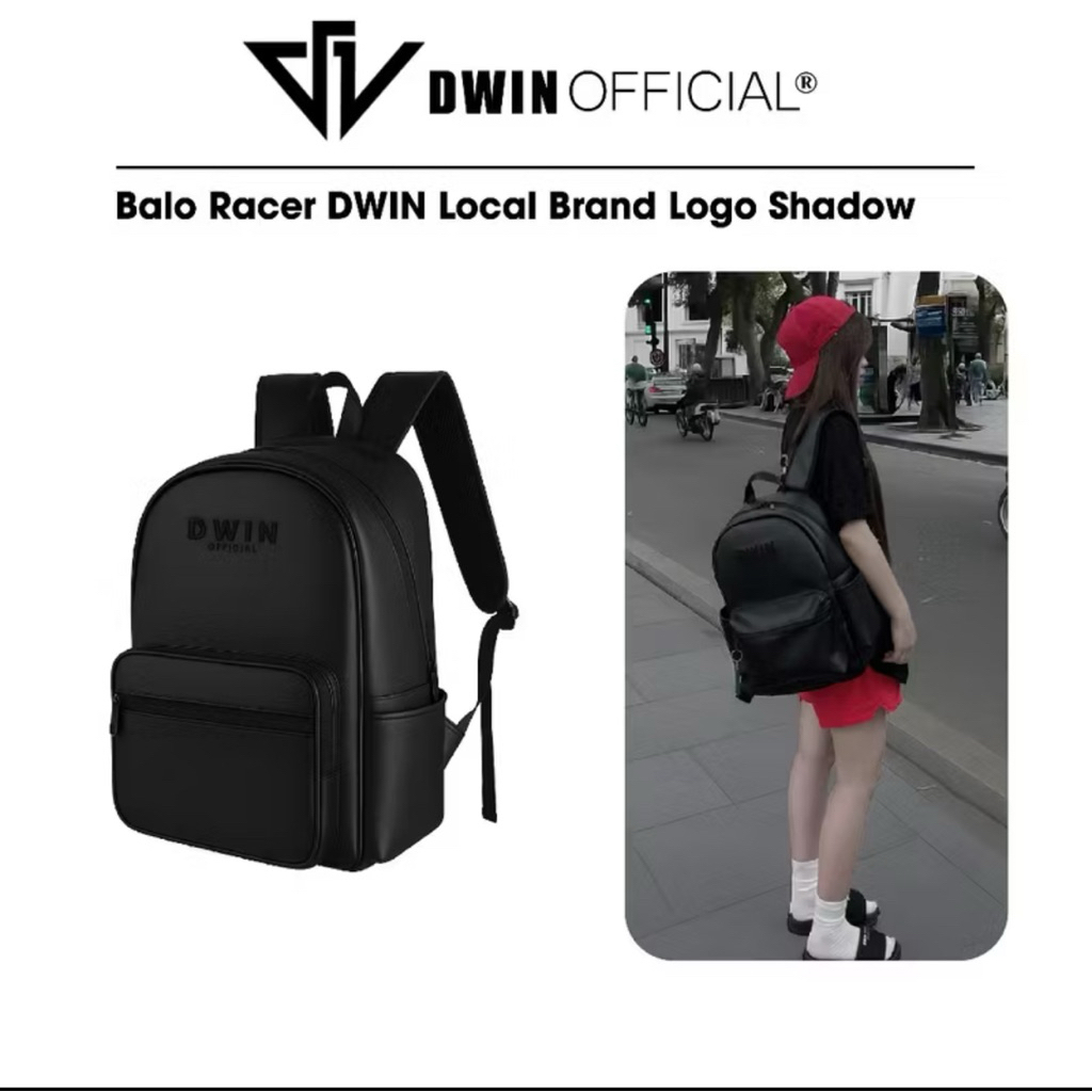 Balo da nam nữ thêu logo Dwin cặp đi học thời trang hàn quốc basic Racer