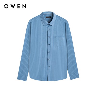 Owen - Áo sơ mi dài tay Regular Fit AR260093DT màu Xanh đậm chất liệu Bamboo spandex
