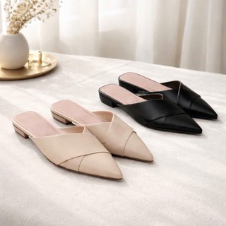 Giày sục nữ mũi nhọn mules gót 3cm DAZZLING quay đắp chéo sang trọng đi làm đi chơi SU118