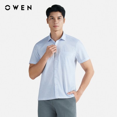 Owen - Áo sơ mi ngắn tay Body Fit AB255124NT màu Xám nhạt chất liệu Spandex